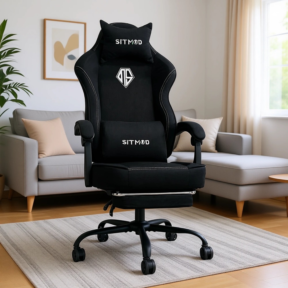 Gaming Chair Cushion - 人間工学に基づいたゲーミングチェア（フットレストとポケットスプリングクッション付き）：体格の大きいユーザーにも快適でサポート力があります。