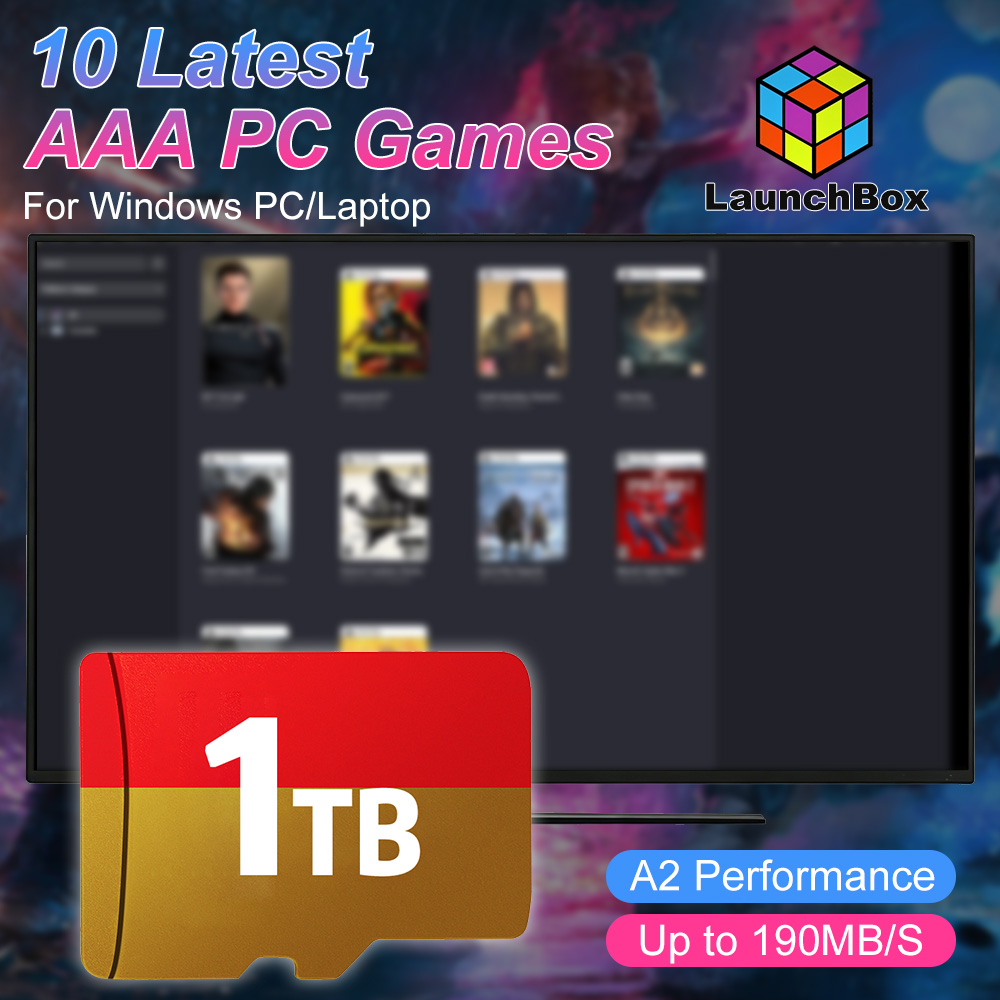 Laptop Gaming Console - JMachen 1TB ゲームTFカード、最新のAAAゲーム10種内蔵、A2性能のレトロビデオゲームコンソール（Windows PC/ラップトップ対応）