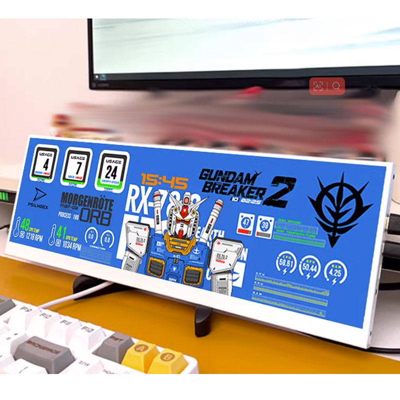 Gaming Console Car - 14インチ4Kポータブルモニター 3840*1100 Type-C USB対応 ストレッチバータッチスクリーン 車載サブモニター