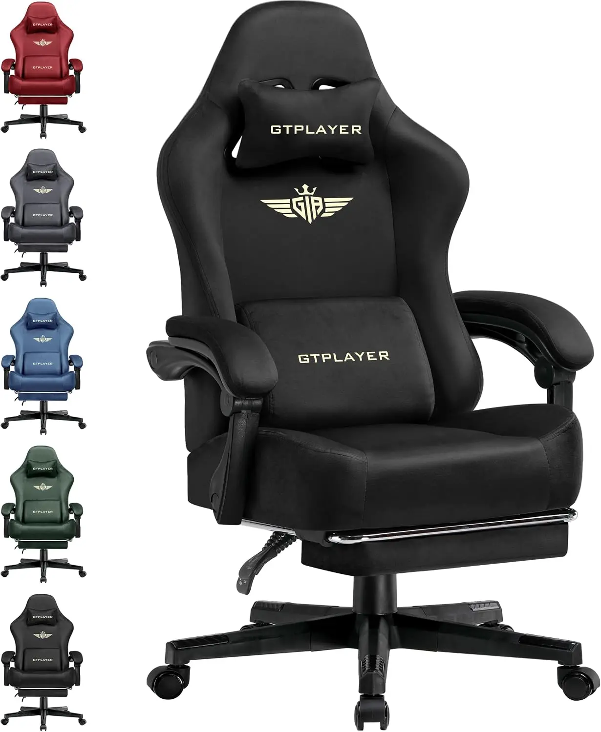 Gaming Chair Cushion - 大型で背の高いゲーミングチェア、ポケットスプリングクッション付き、大人向けフットレスト付きハイバック人間工学に基づいたコンピュータチェア