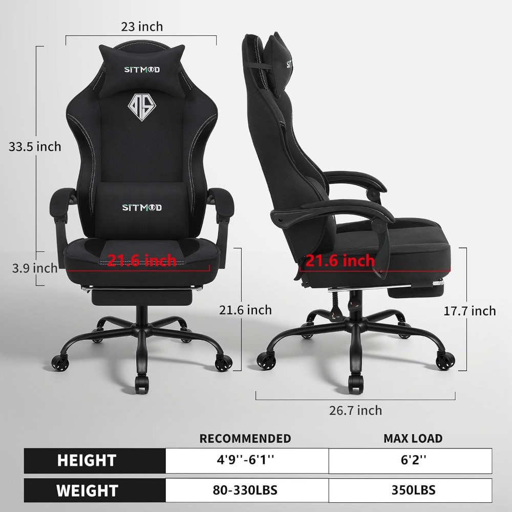 人間工学に基づいたゲーミングチェア（フットレストとポケットス - Gaming Chair Cushion のレビューと価格