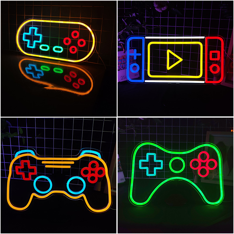 アーケードLEDネオンサイン,壁の装飾,ゲームルームのハンド - Gaming Console Handle のレビューと価格