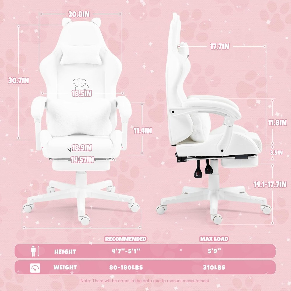 ランバークッションと装飾耳付きのかわいいゲーミングチェア、フ - Gaming Chair Cushion のレビューと価格