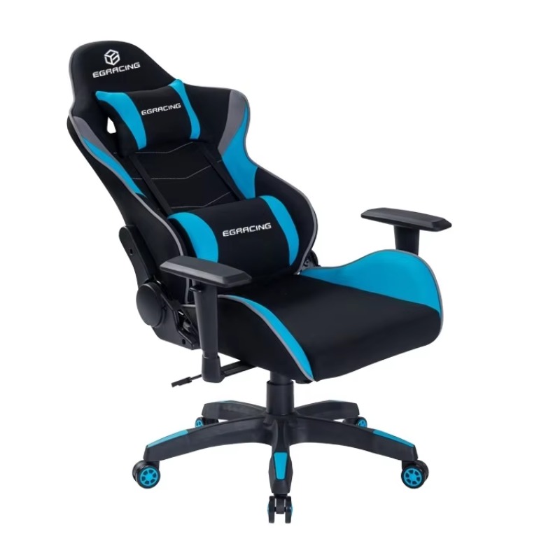 黒と青のゲーミングチェア、ヘッドレストとランバークッション付 - Gaming Chair Cushion のレビューと価格
