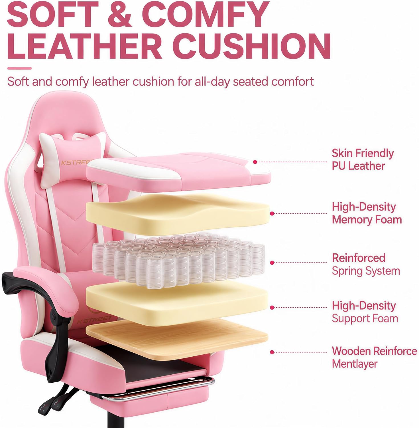 人間工学に基づいたハイバックゲーミングチェア、フットレスト、 - Gaming Chair Cushion のレビューと価格