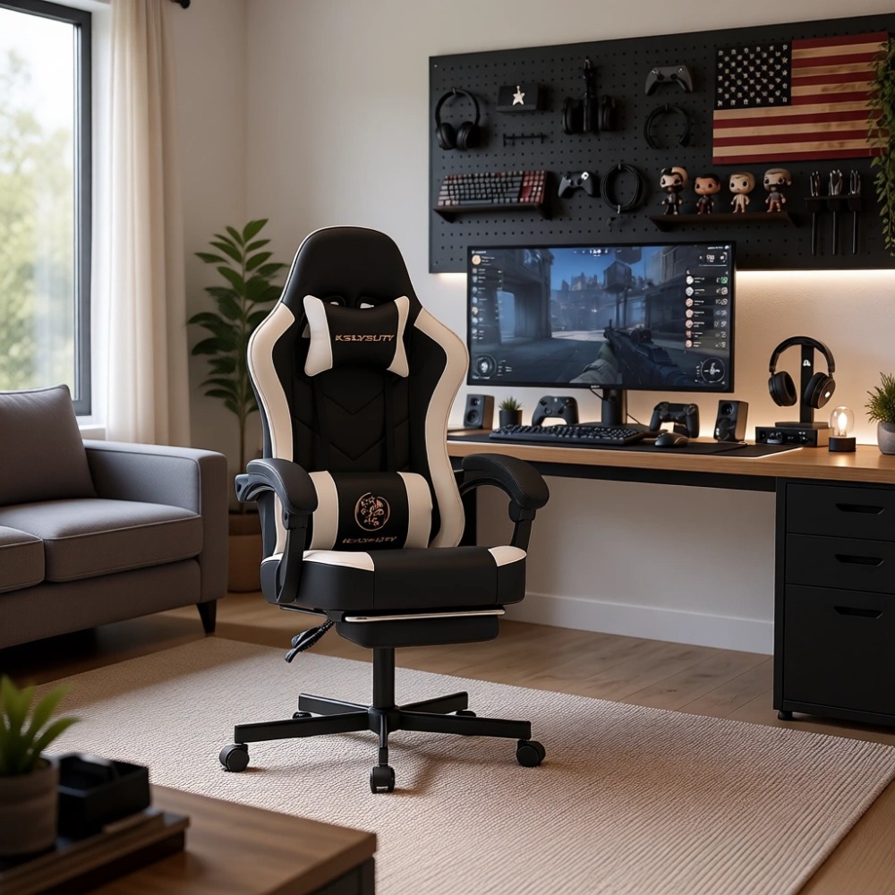 ハイバック人間工学に基づいたゲーミングチェア（フットレスト、 - Gaming Chair Cushion のレビューと価格