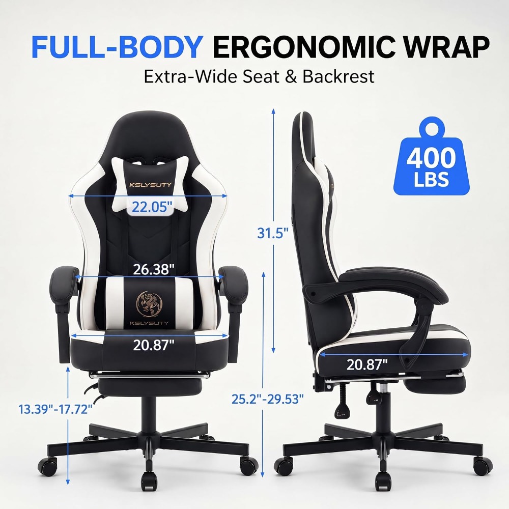 ハイバック人間工学に基づいたゲーミングチェア（フットレスト、 - Gaming Chair Cushion のレビューと価格