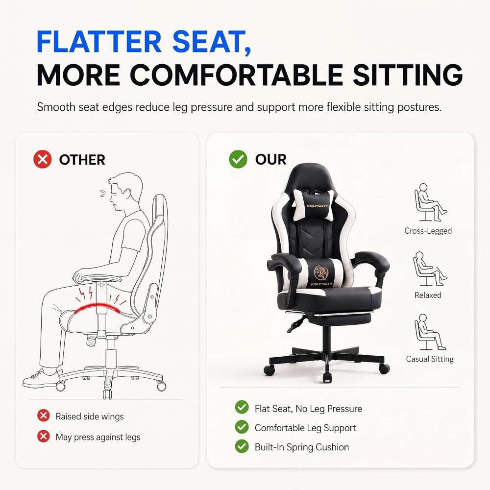 ハイバック人間工学に基づいたゲーミングチェア（フットレスト、 - Gaming Chair Cushion のレビューと価格